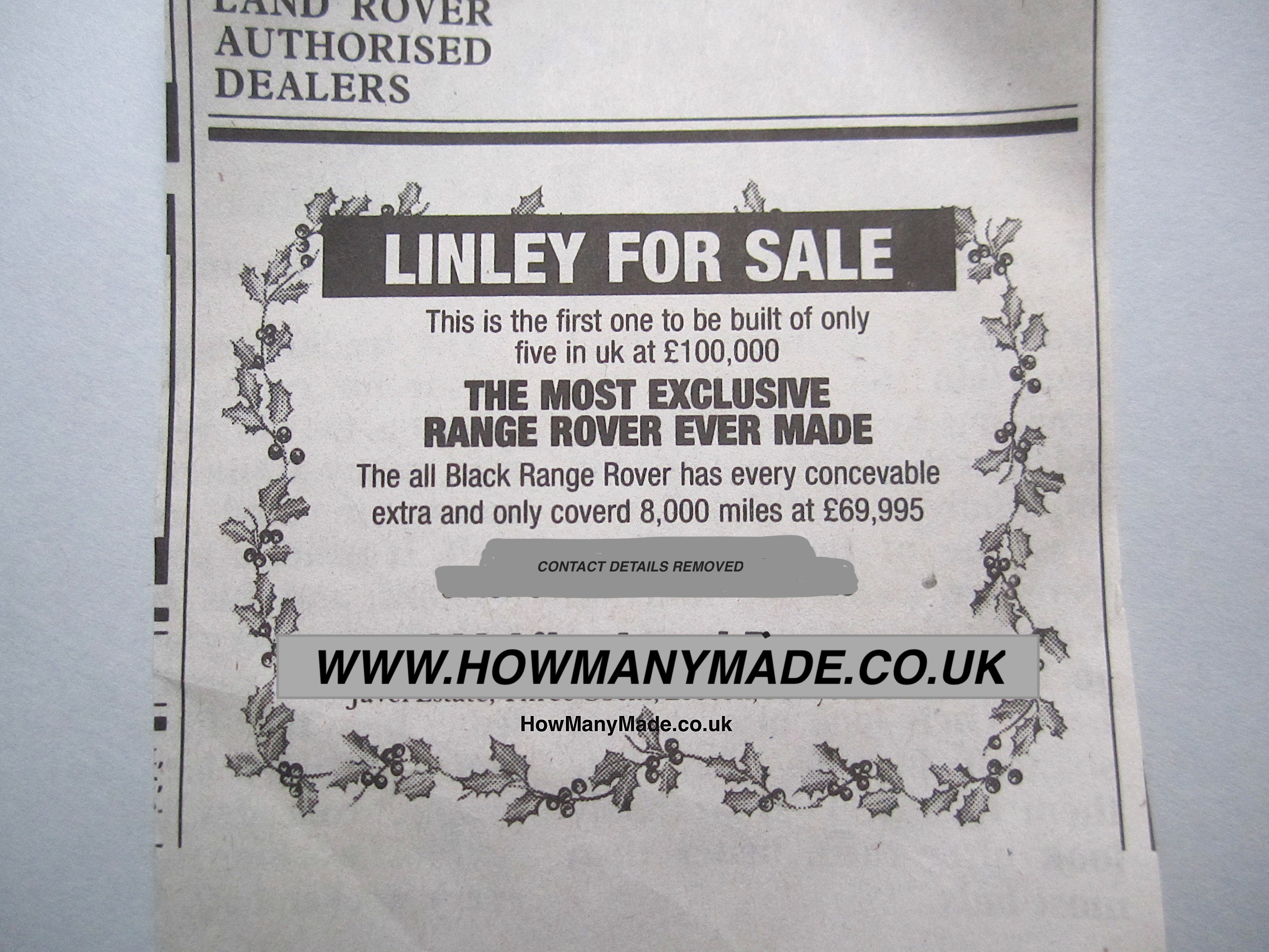 Linley The Full Ad. ©www.howmanymade.co.uk